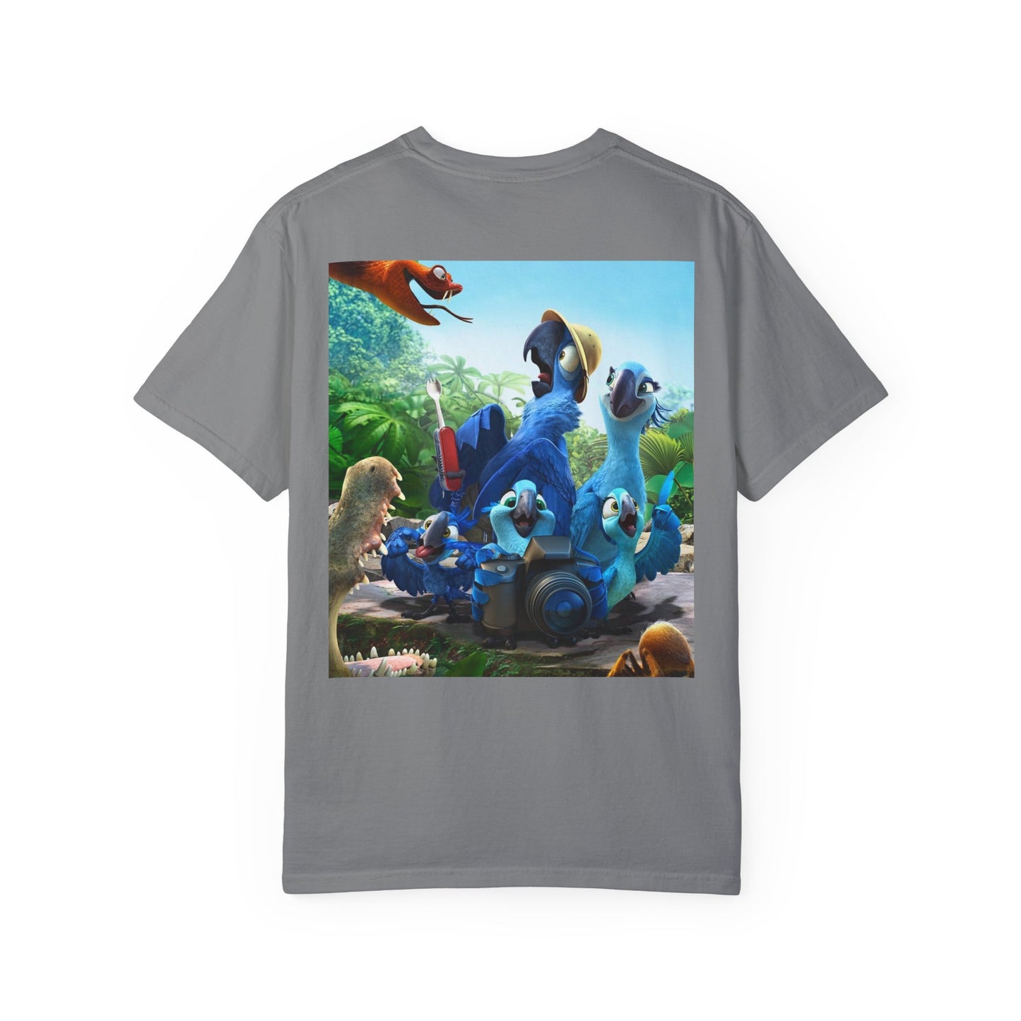 Adventure Awaits Unisex Garment-Dyed T-Shirt with Colorful Bird Design