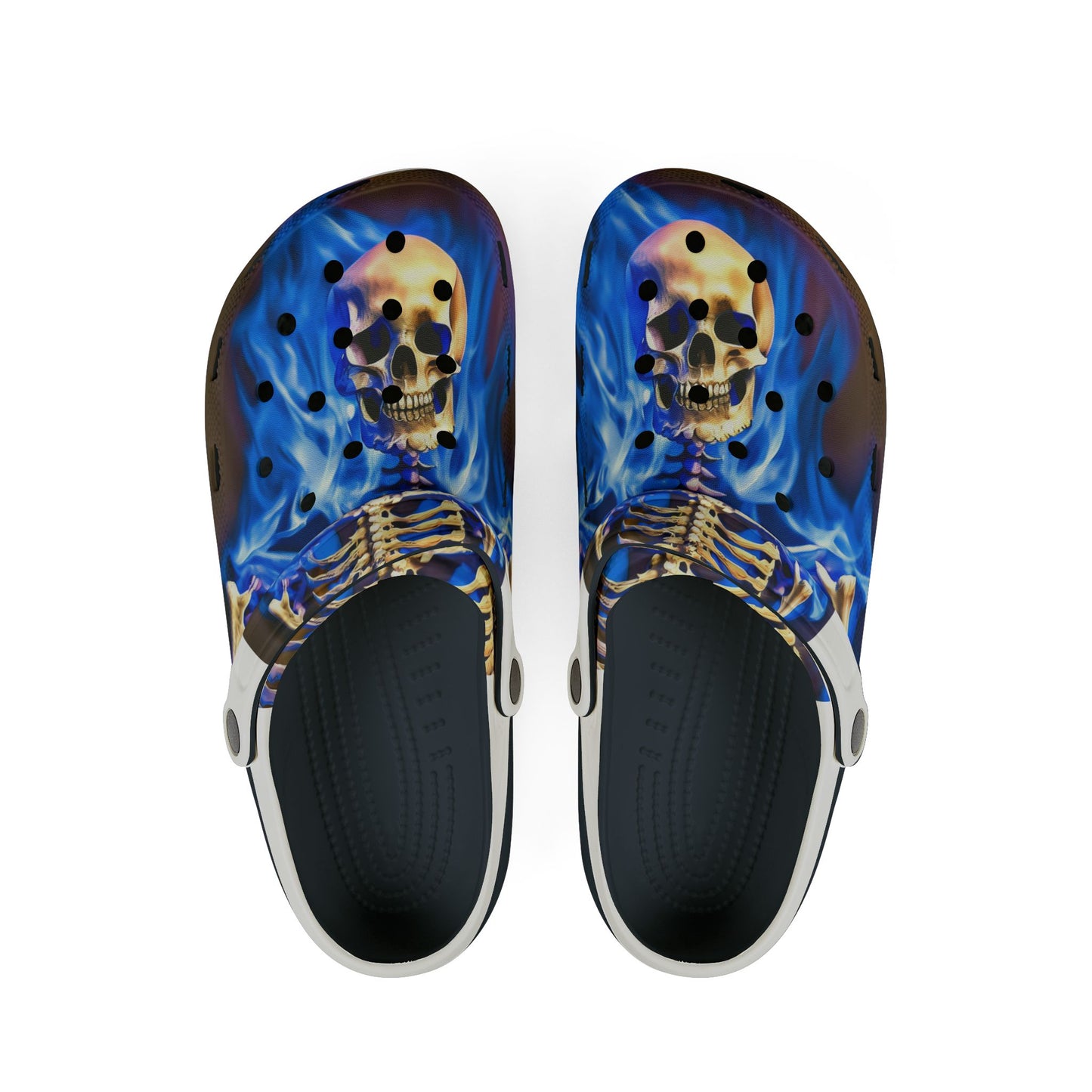 Flame Skull EVA Foam Rubber Clogs - Unique Comfortable Footwear for Halloween and Everyday Casual Wear