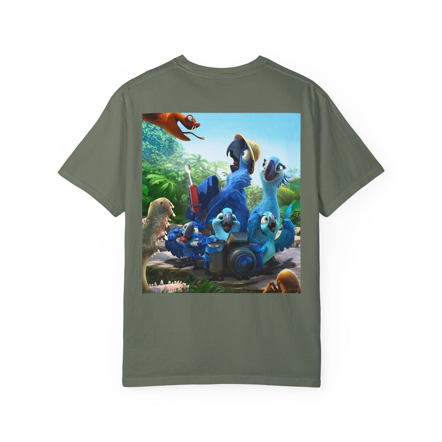 Adventure Awaits Unisex Garment-Dyed T-Shirt with Colorful Bird Design