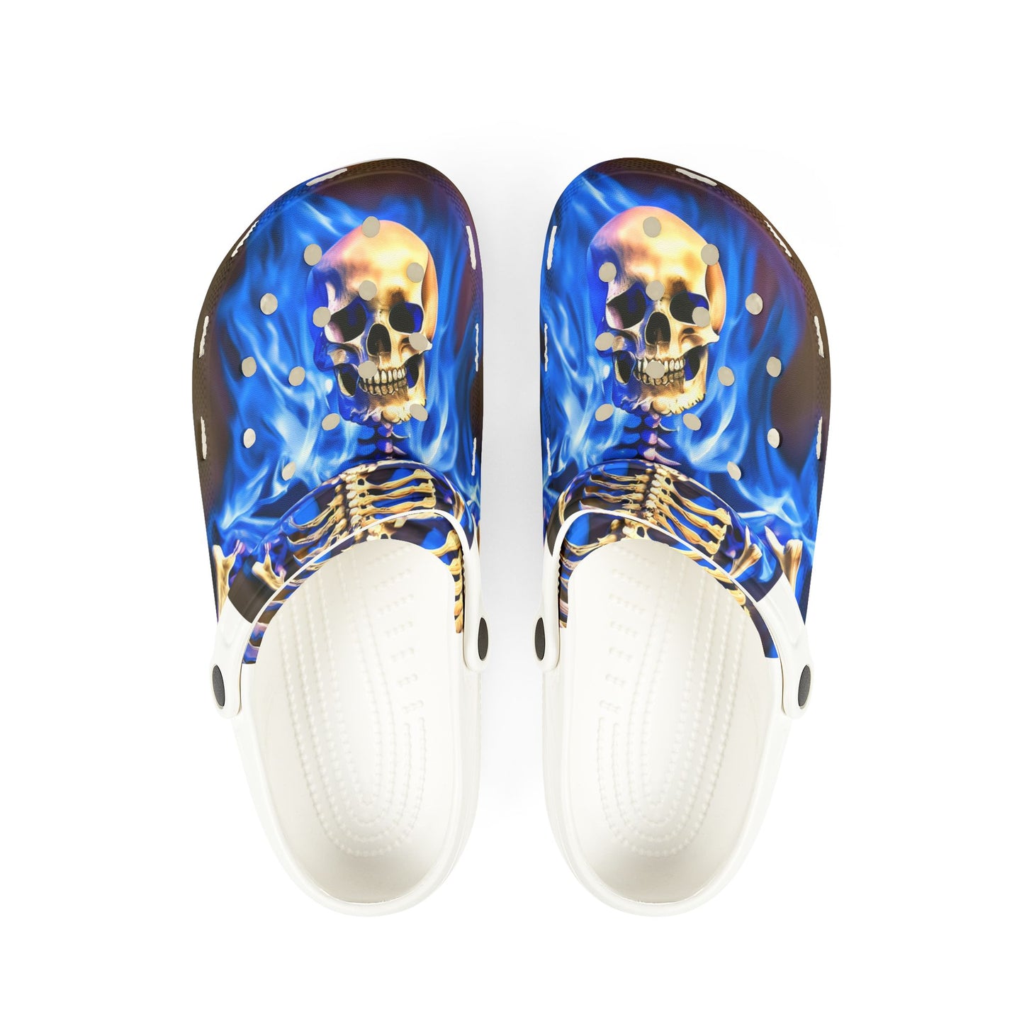 Flame Skull EVA Foam Rubber Clogs - Unique Comfortable Footwear for Halloween and Everyday Casual Wear